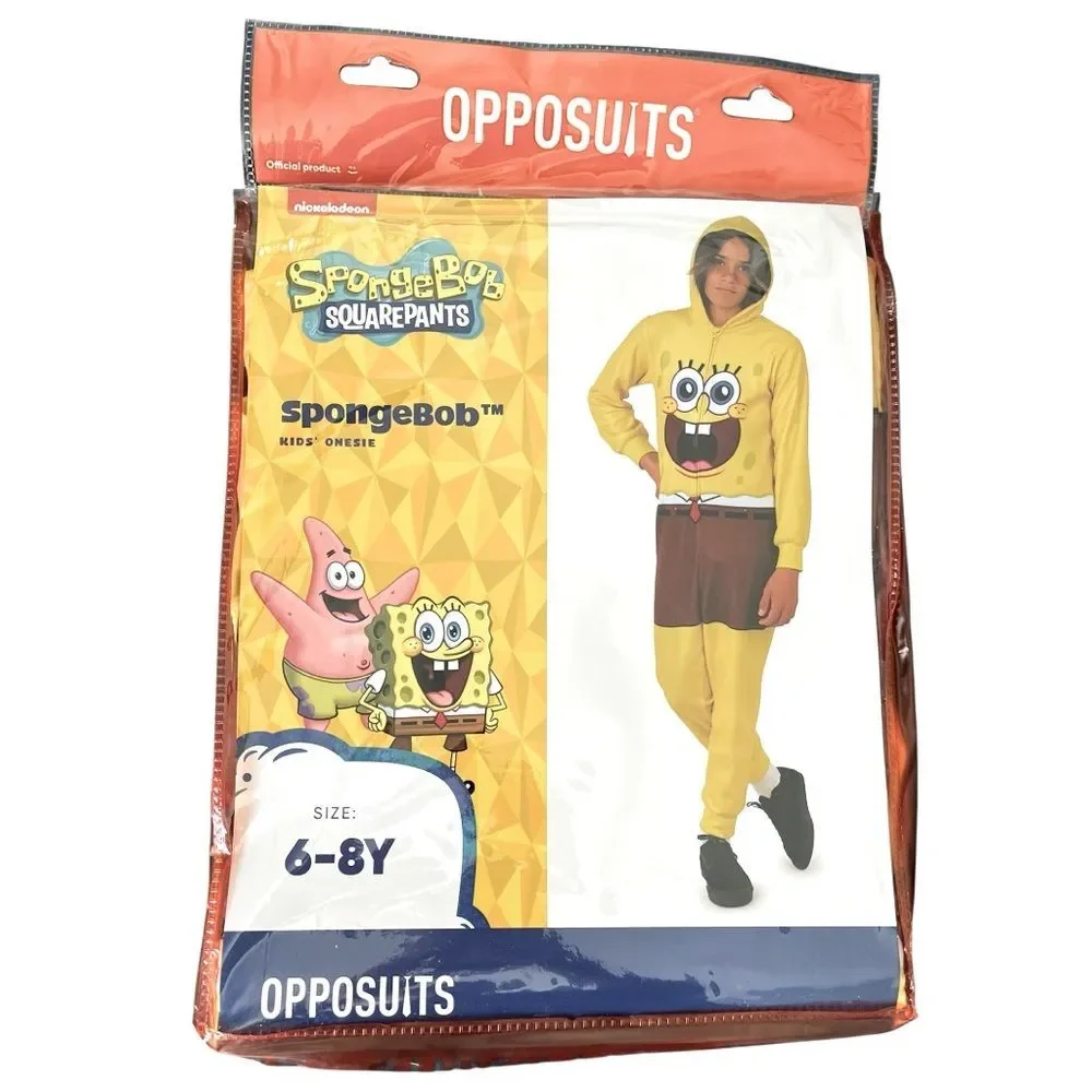 OppoSuits SpongeBob Onesie Kids 6-8 Costume Pajama Nickelodeon Halloween